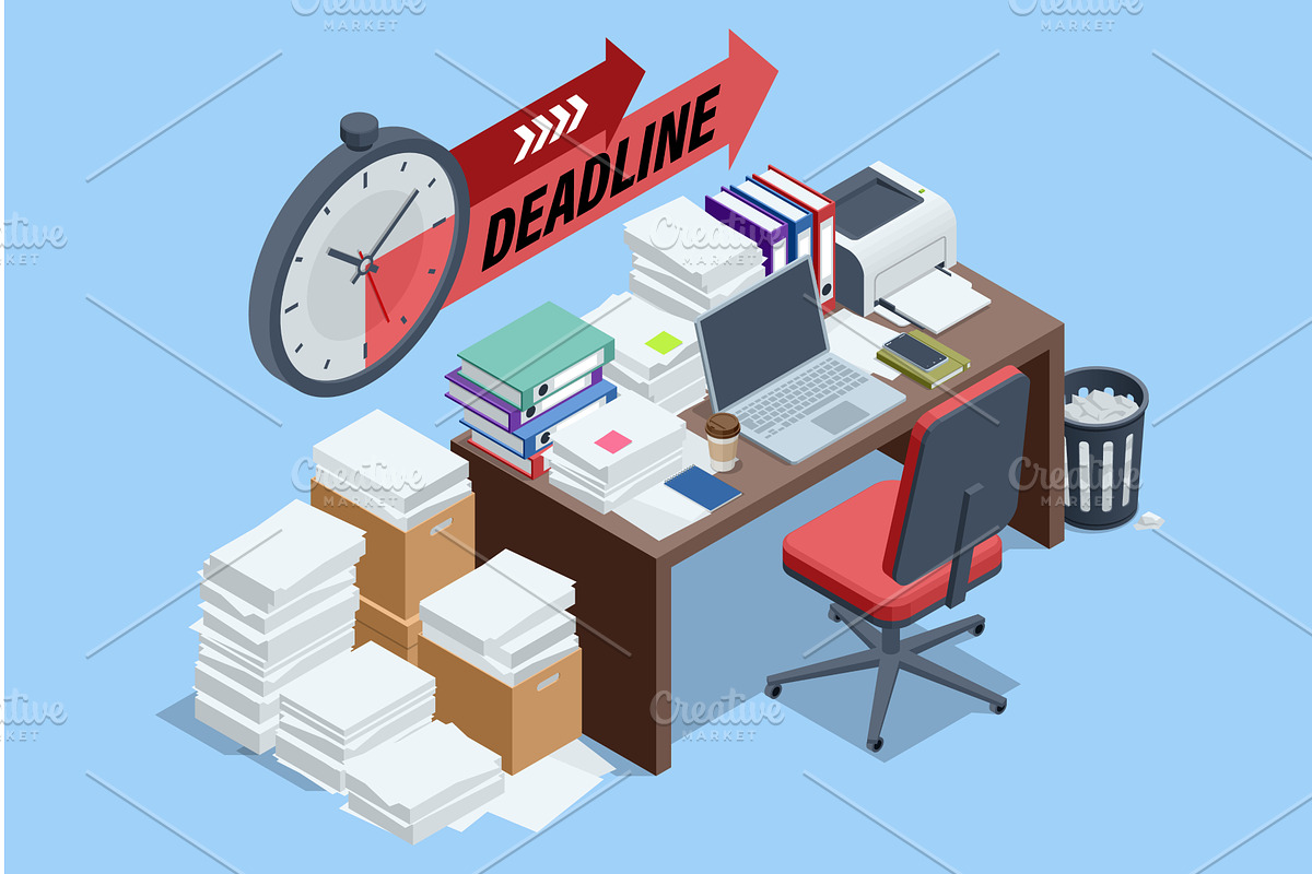 Isometric business deadline concept, a Finance Illustration by Golden Sikorka