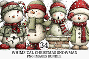 Whimsical Christmas Snowman Clipart, an Illustration by Craft Nest (Thumbnail 1 of 8)
