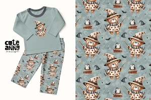 Pattern with wizard bear, a Pattern Graphic by Cuteanny Design
