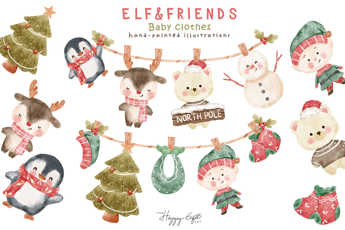 Baby Cloth Christmas Illustrations, a Seasonal Illustration by TheHappyGiftArt (Photo 1 of 4)