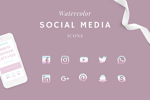 Watercolor Ombre Social Media Icons