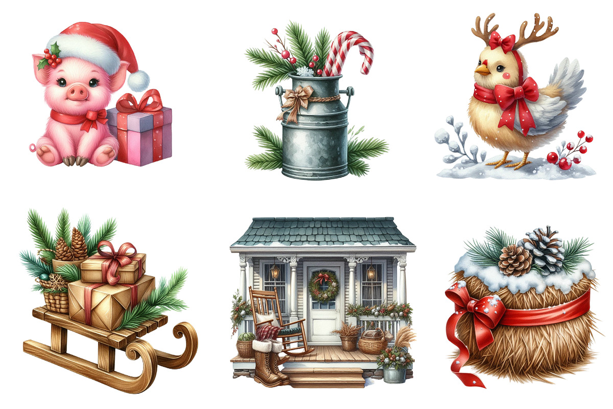 Christmas Farm Sublimation Clipart, an Illustration by CreationArt (Photo 2 of 5)