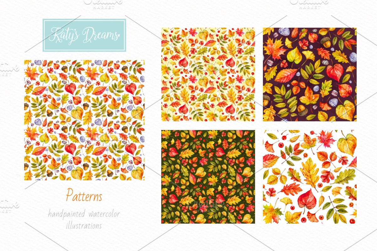 Autumn leaves. Watercolor collection, a Decorative Illustration by Ekaterina Mikheeva (Photo 6 of 8)