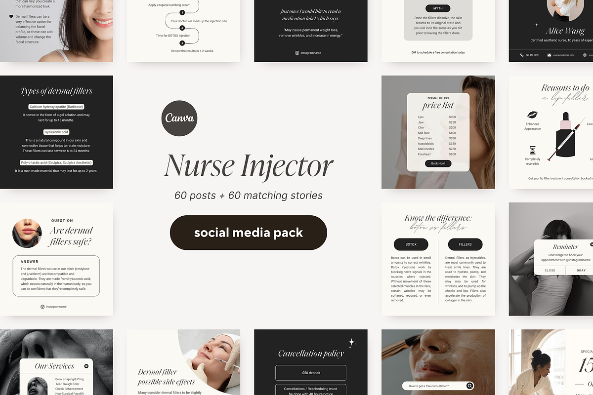 Nurse Injector Instagram templates, a Social Media Template by LiliesandBerries (Photo 2 of 22)