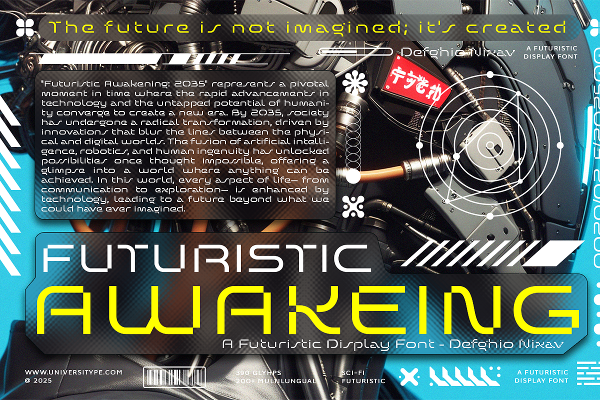 UT Defghio Nixav : A Futuristic Font, a Sans Serif Font by Universitype (Photo 8 of 10)