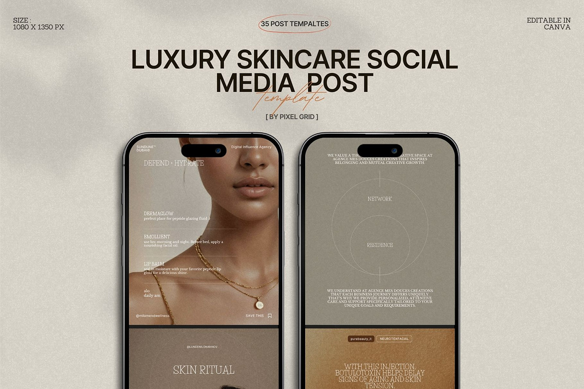Aesthetic Skincare Canva Post Kit