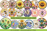 Round Stained Glass Bee Flower Png, an Illustration by cherrydesign (Thumbnail 1 of 3)