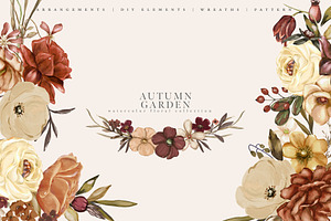 Autumn Garden Watercolor Florals