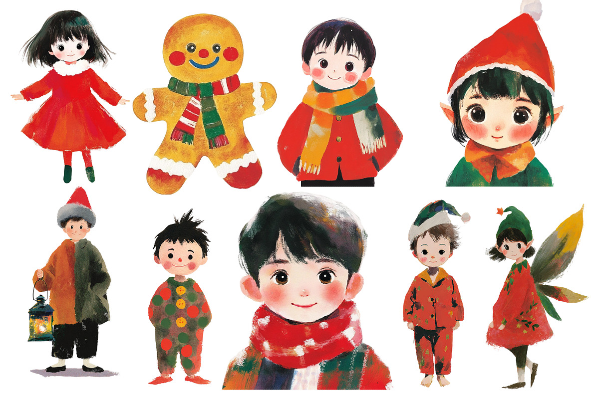 Cute Christmas Characters Clipart, an Illustration by Designworld (Photo 2 of 5)