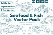 Seafood & Fish Vector Pack, an Animal Illustration by Ilia Design (Thumbnail 1 of 10)