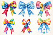 Watercolor Autism Awareness Bow PNG, an Illustration by DreamCafeArt (Thumbnail 3 of 9)