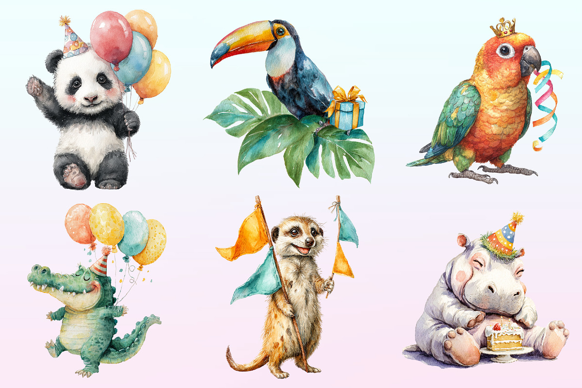 Cute Safari Party Animal Watercolor, a Graphic by CitraGraphics (Photo 2 of 4)