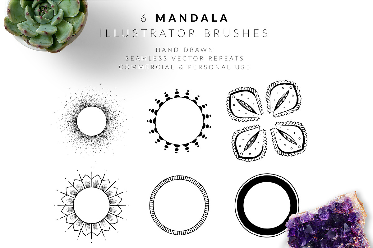 6 Mandala Illustrator Brushes, an Illustration by Vector Vendor (Photo 2 of 3)