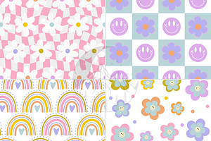 Muted Rainbow Retro Pattern