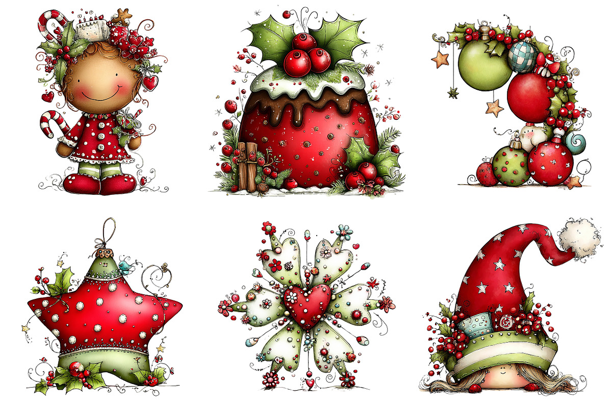 Whimsical Christmas Clipart, an Illustration by Craft Nest (Photo 5 of 8)