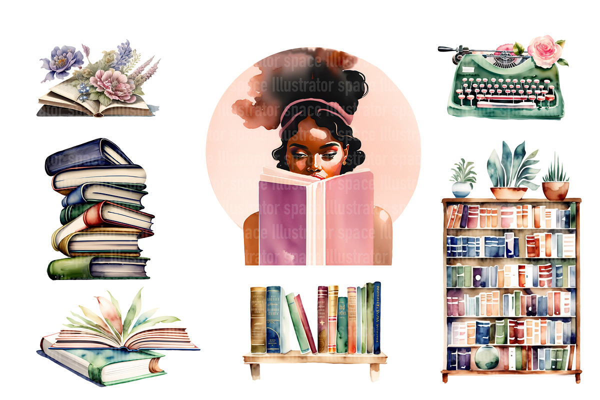 Books clipart, Booklover PNG, an Illustration by Illustrator Space (Photo 7 of 9)