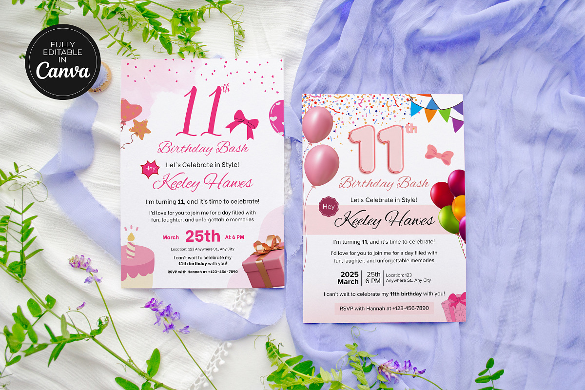 11th Birthday Invitation Card Temp, an Invitation Template by Snapybiz (Photo 9 of 9)
