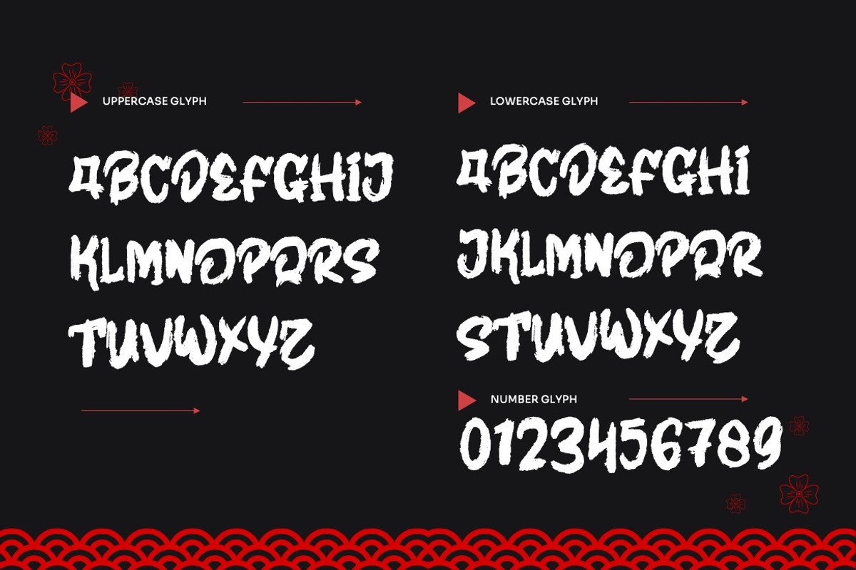 Zenatho - Textured Japanese Font, a Handwritten Font by Dhabee (Photo 4 of 13)
