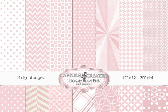 Nursery Baby Pink Digital Paper Pack preview 6