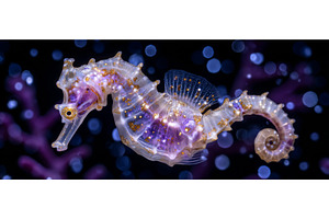 In the foreground, a sea horse takes, a Nature Photo by ZinetroN