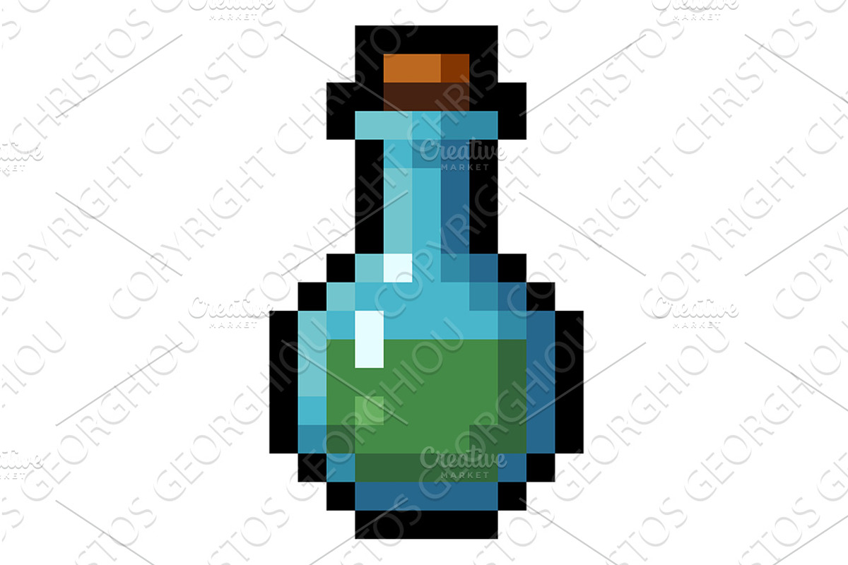 Pixel Art Health Potion Video Game, an Object Illustration by Christos Georghiou