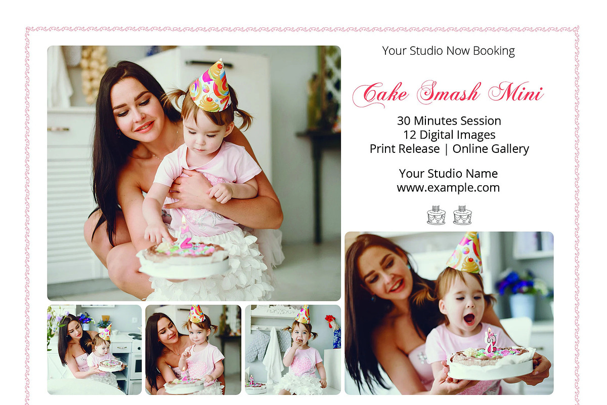 Cake Smash Mini Session Template, a Flyer Template by retrographix (Photo 2 of 3)