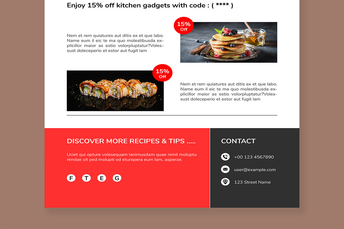 Food Email News Letter Layout, an UI Kit Template by MightyDesign (Photo 5 of 8)