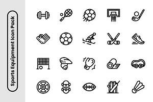 Sports Equipment Thick Line Icon Set, an Icon by Decta Store