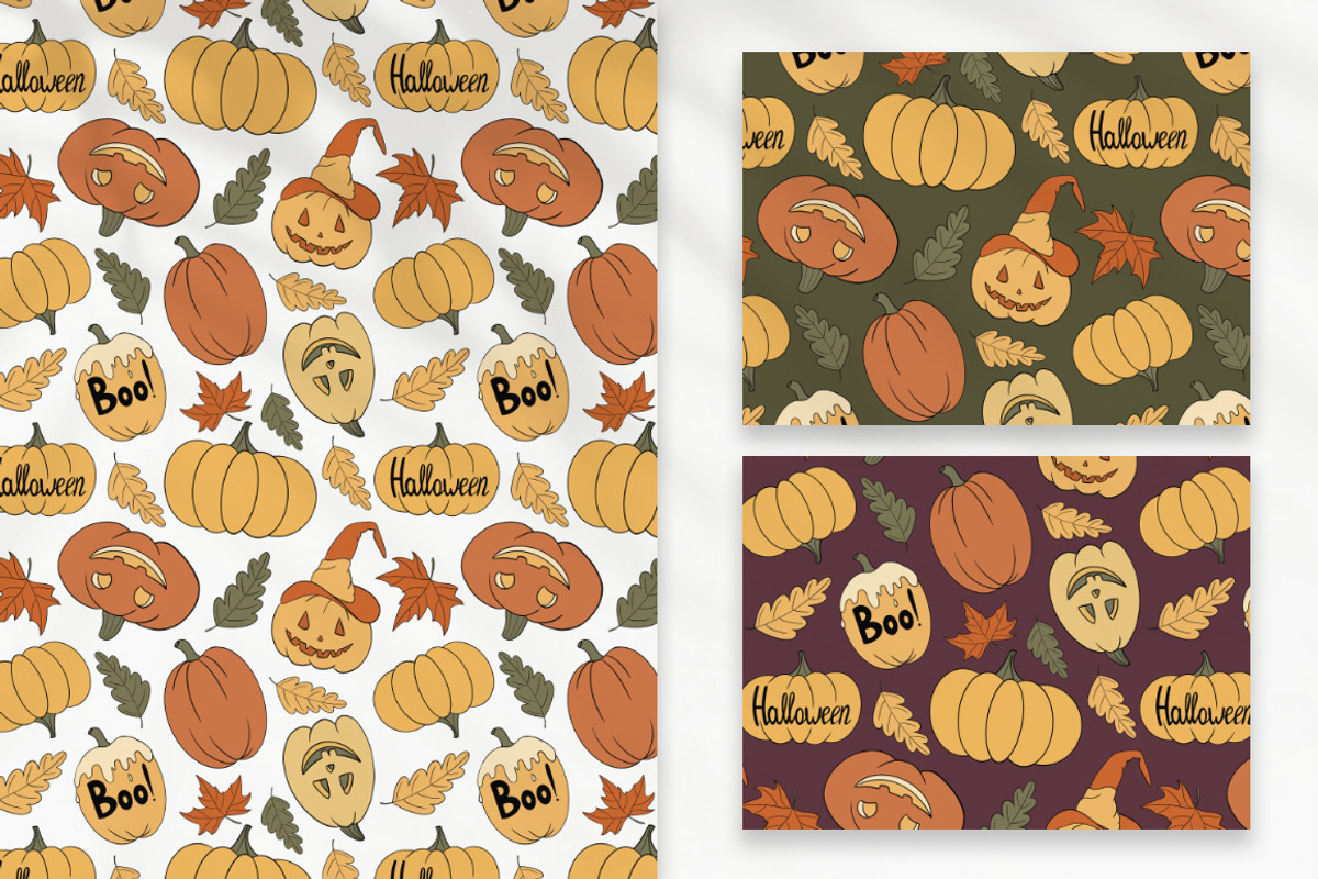 Halloween Seamless Patterns, a Seasonal Illustration by Mari_Caliart (Photo 9 of 15)