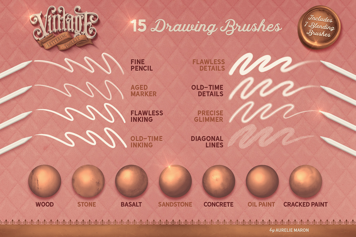 Vintage Lettering Toolkit, a Brush Add-On by Aurelie Maron (Photo 2 of 9)