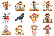 Watercolor Scarecrow Clipart Set, an Illustration by CitraGraphics (Thumbnail 4 of 5)