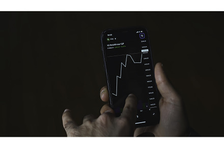 Crypto currency trading chart mobile, a Person Photo by Media Whale Stock