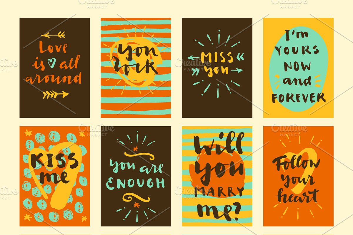 Hand drawn Valentine's Day cards, a Card Template by Soulful Vectors