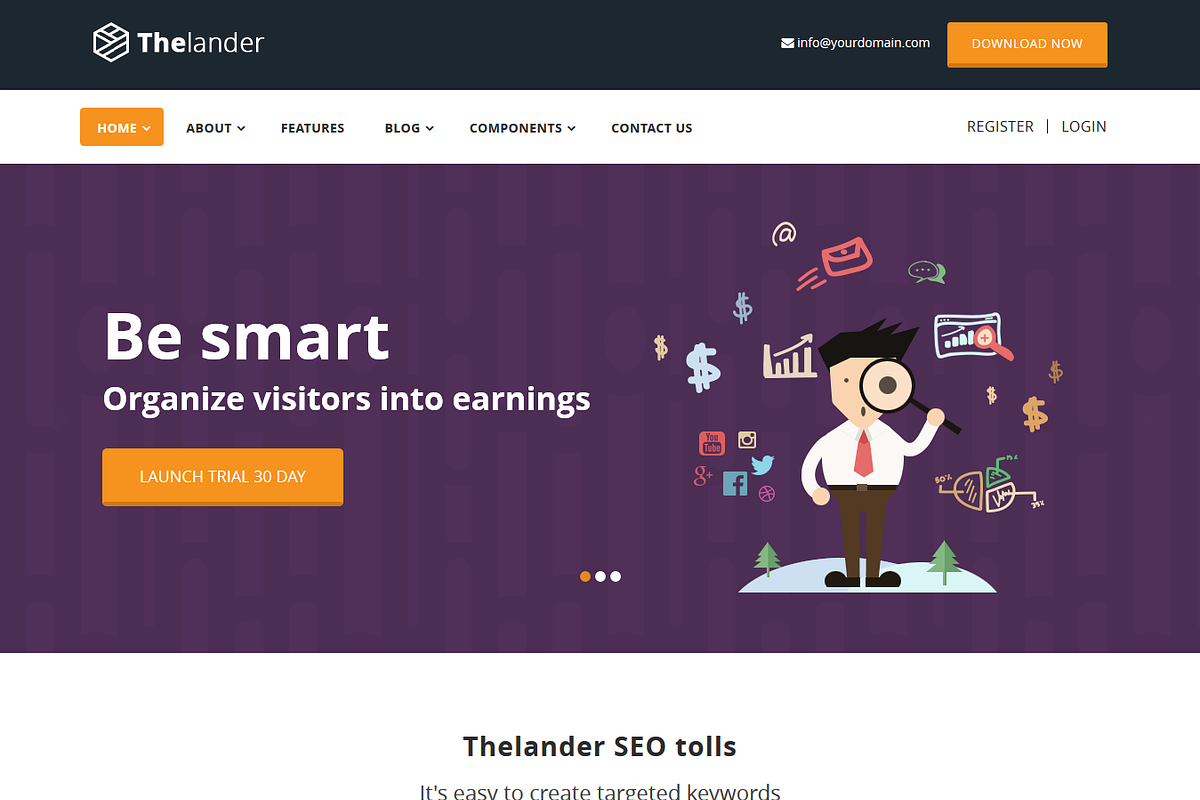 Thelander Landing Page Template, a HTML Template by 99webpage
