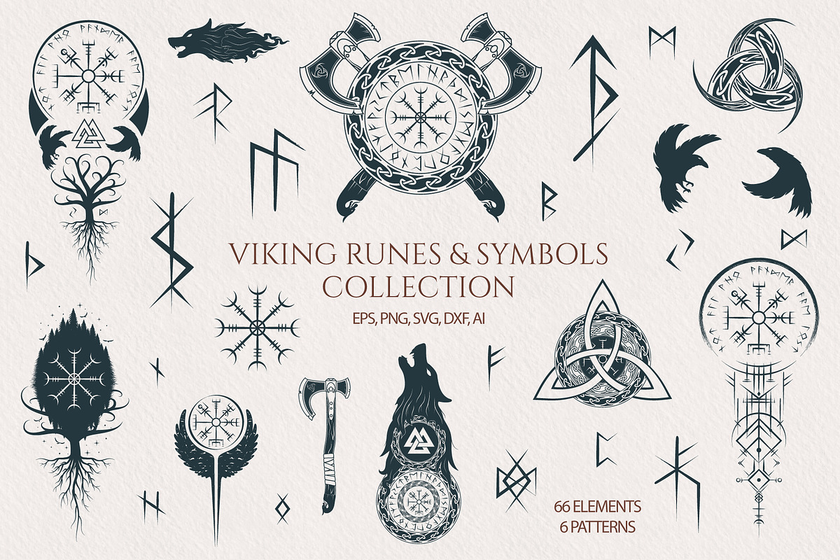 Hand drawn Viking Runes \u0026 Symbols Set., image size:1200x800
