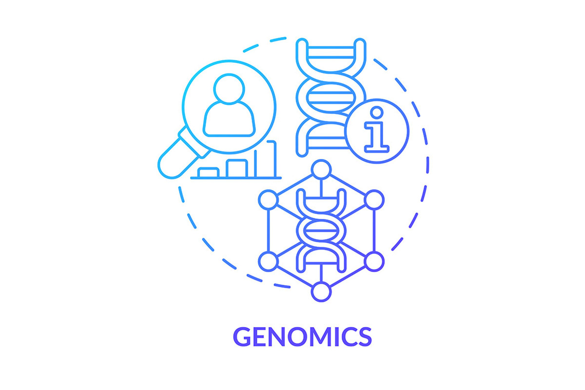 Genomics blue gradient concept icon, an Icon by IMG Visuals