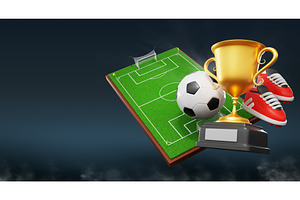 3d football background with champion, a Sport Illustration by Marozhkastudio