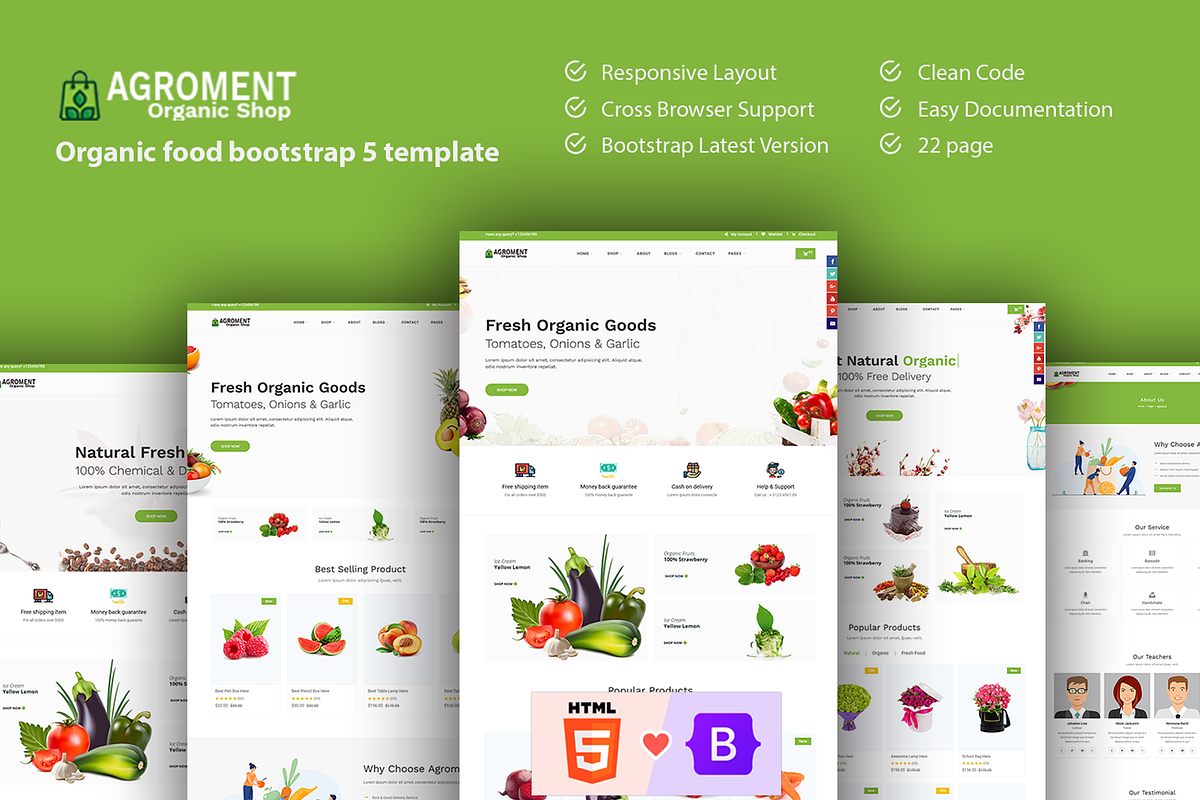 Agroment Organic Food HTML Template, a HTML Template by techboot (Photo 1 of 8)
