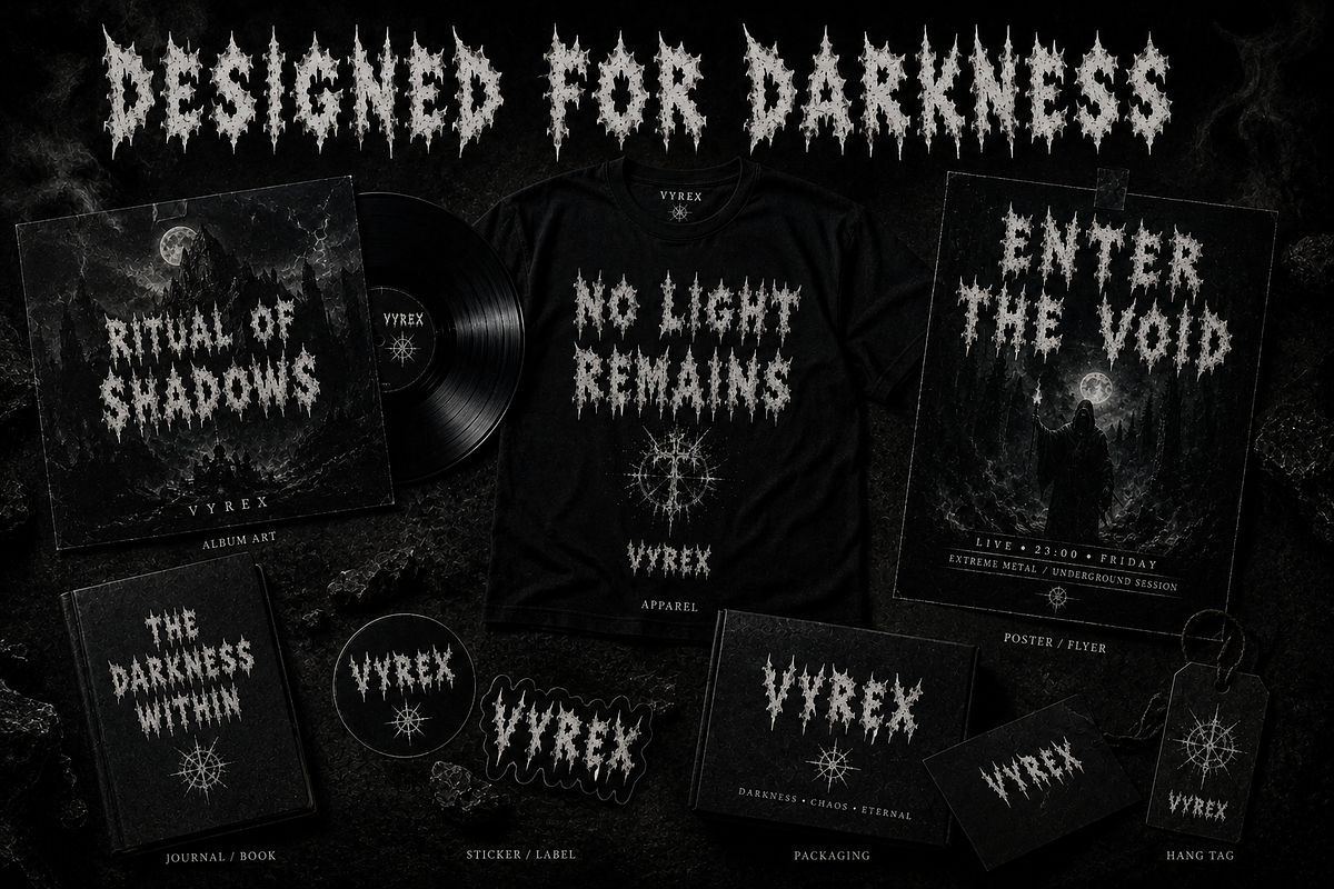 Vyrex Blackmetal, a Script Font by Wow Magic (Photo 2 of 5)