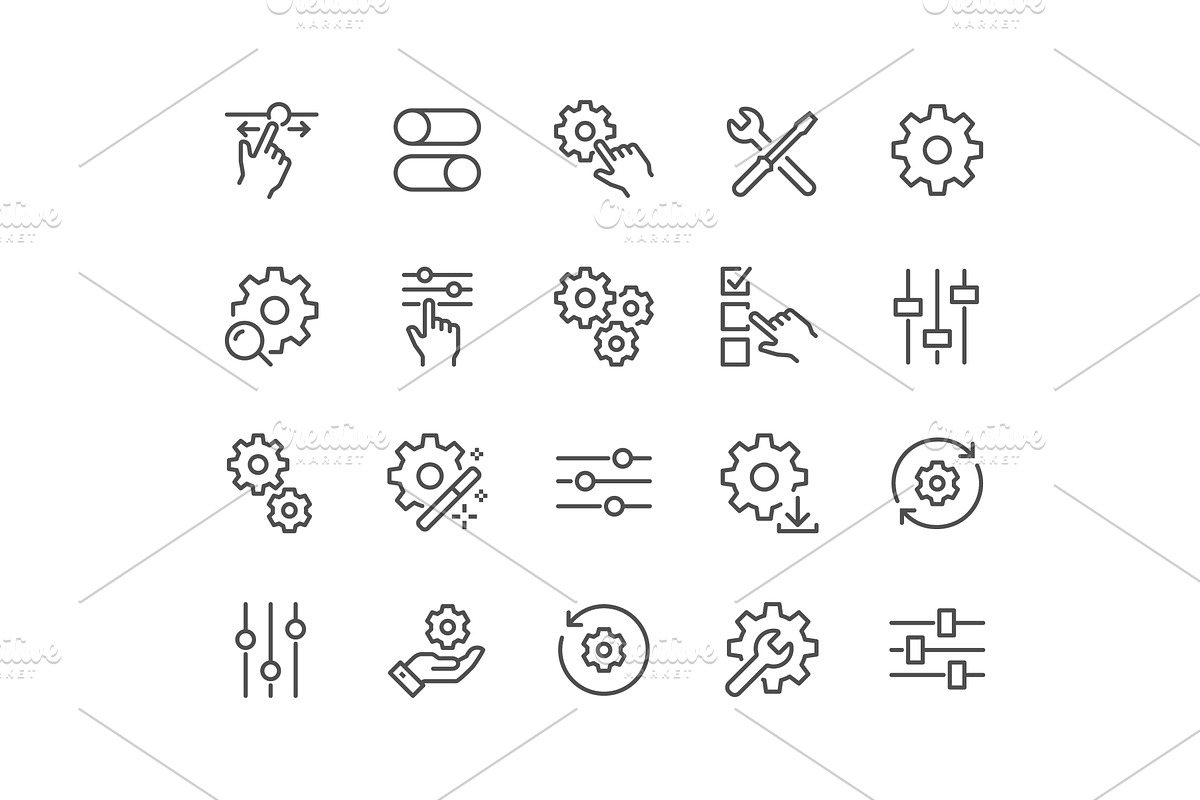 Line Setup and Settings Icons, a Technology Illustration by Davooda