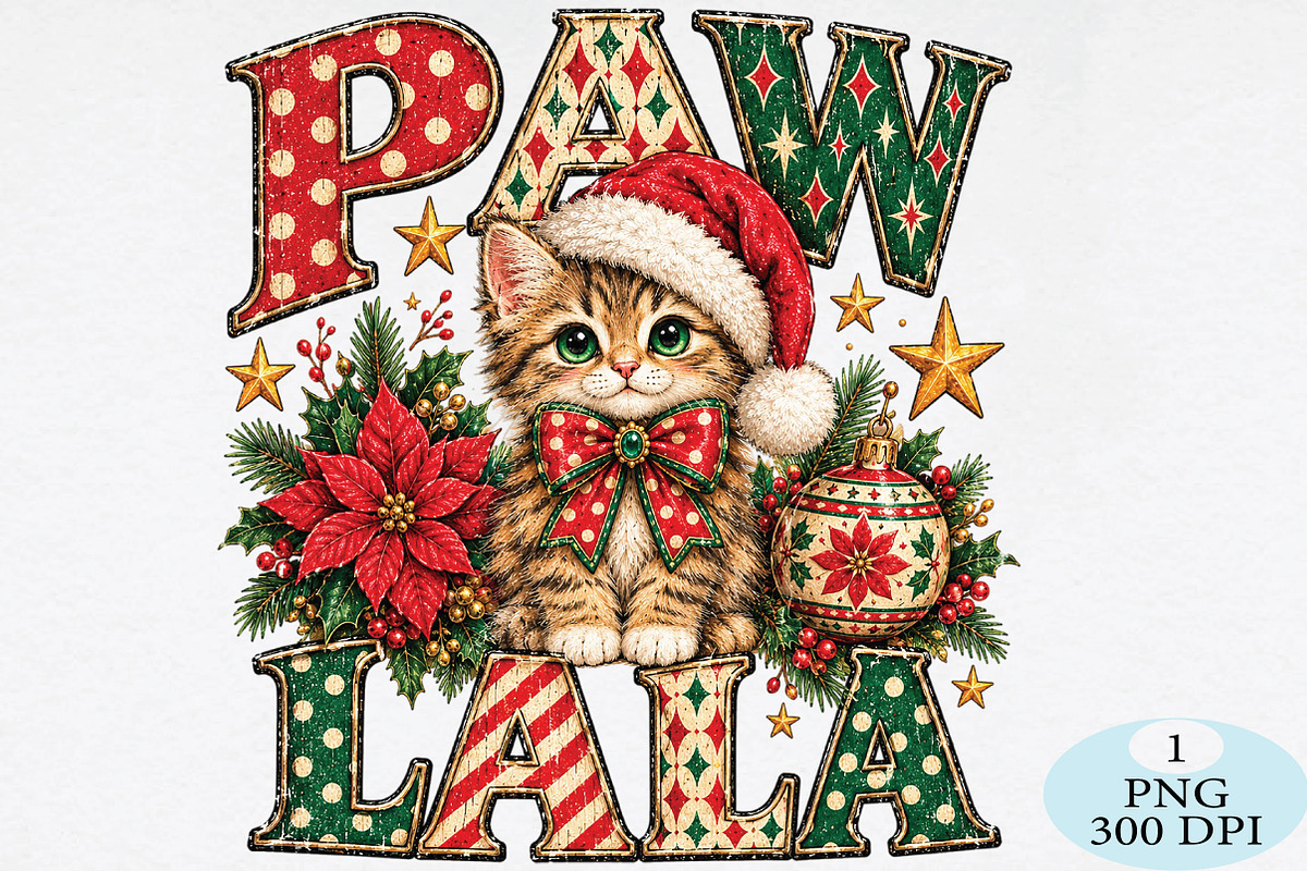 Christmas Cat Paw Prints PNG, a Seasonal Illustration by Daily.Designs (Photo 1 of 5)