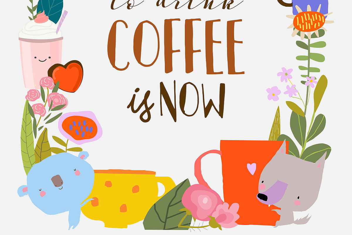 Animals Sitting With Cups of Coffee, a Food Illustration by Maria Starus (Photo 1 of 3)
