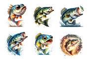 Jumping Bass Fish Clipart, an Illustration by CreationArt (Thumbnail 4 of 5)