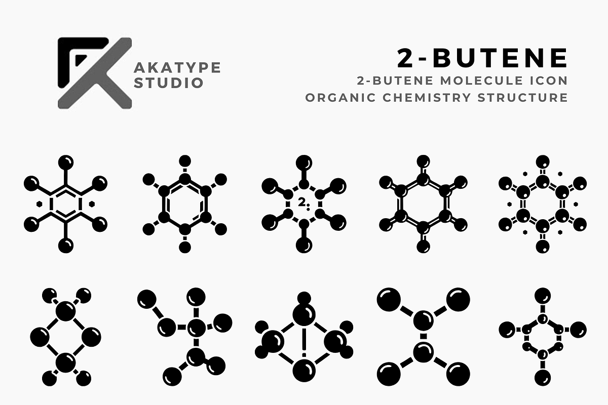 2-Butene Molecule Icon Vector, a Solid Icon by Akatype Studio (Photo 1 of 3)
