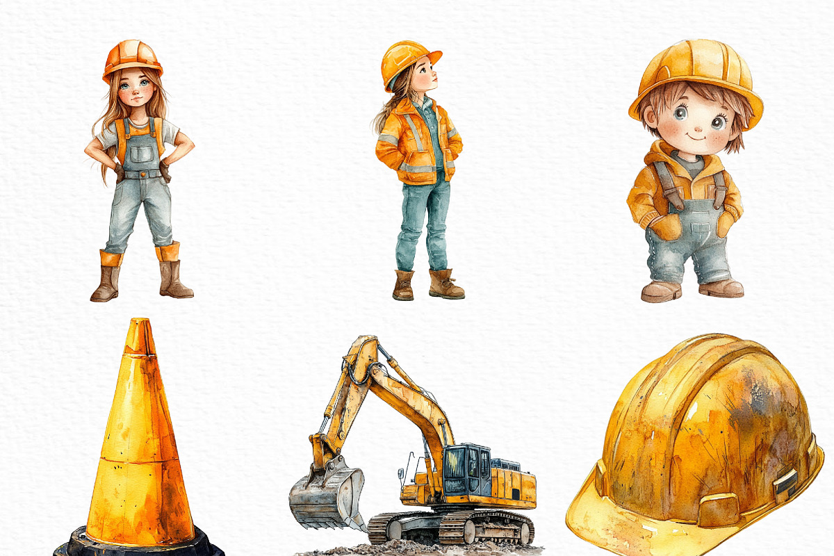 Watercolor Construction Clipart, an Illustration by Craft Nest (Photo 4 of 6)