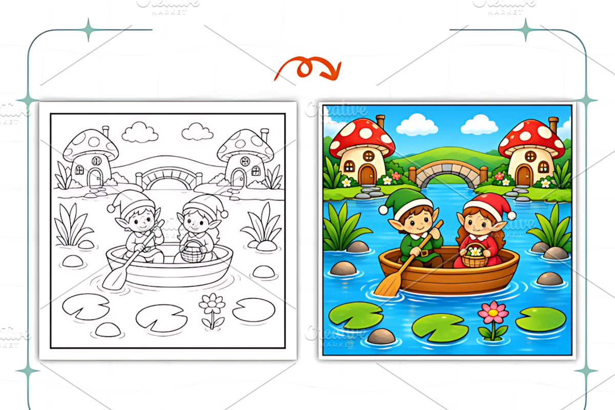 Mushroom Village Coloring Book, a Decorative Illustration by Coco Bloom (Photo 7 of 8)