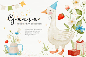 Geese watercolor collection