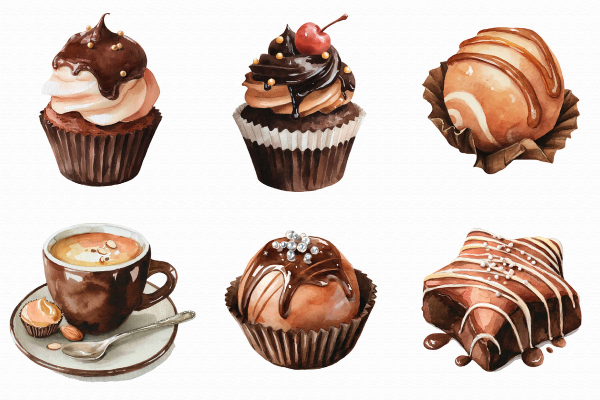 Watercolor Chocolate Candy Clipart, an Illustration by Libby Wishes (Photo 5 of 7)