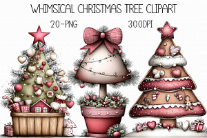Whimsical Christmas Tree Clipart, an Illustration by Libby Wishes