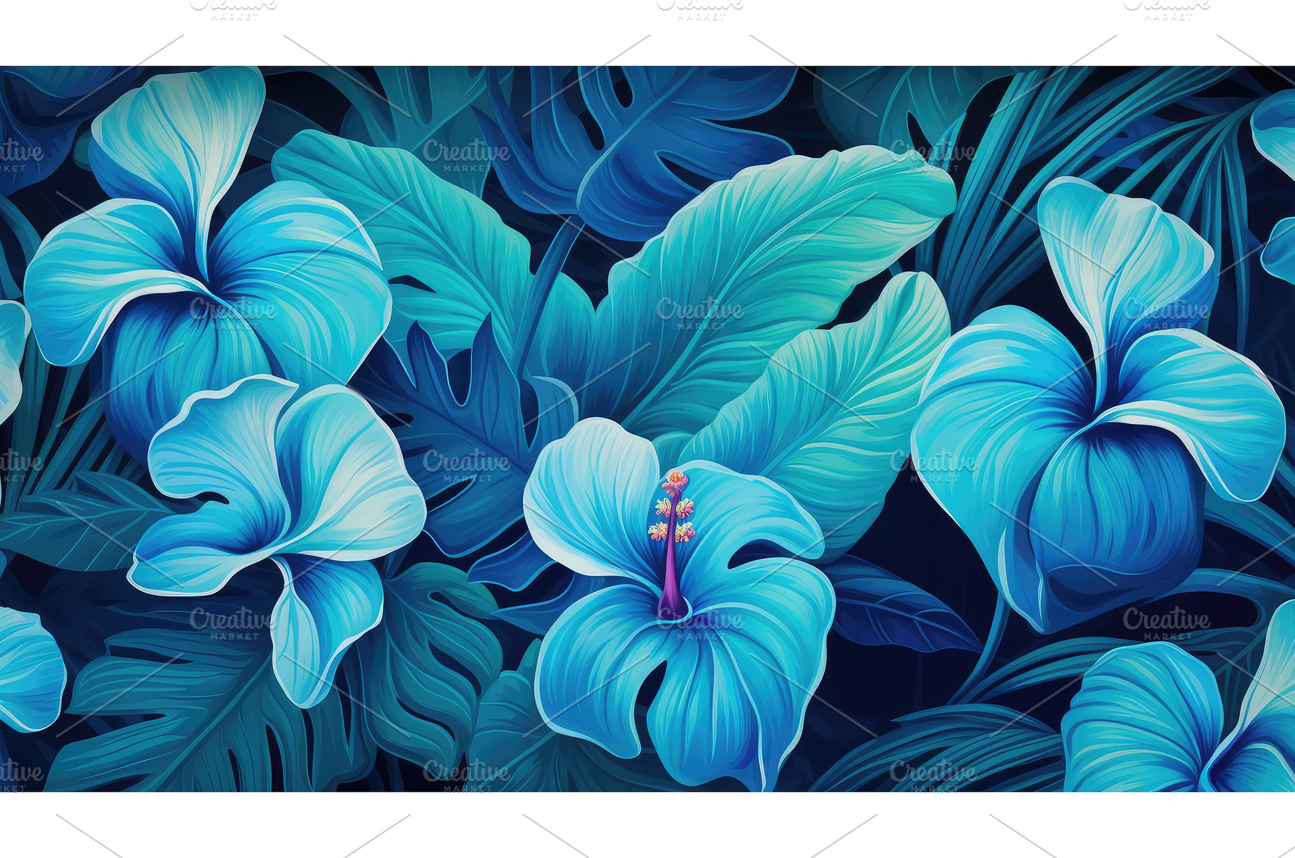 tropical wallpaper blue ai generated, a Nature Photo by pikepicture